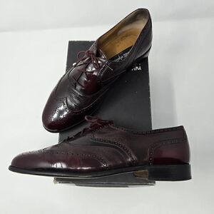 STAMATI MASTROIANNI ITALY BURGUNDY PATENT DEERSKIN WINGTIP OXFORDS MENS 10.5